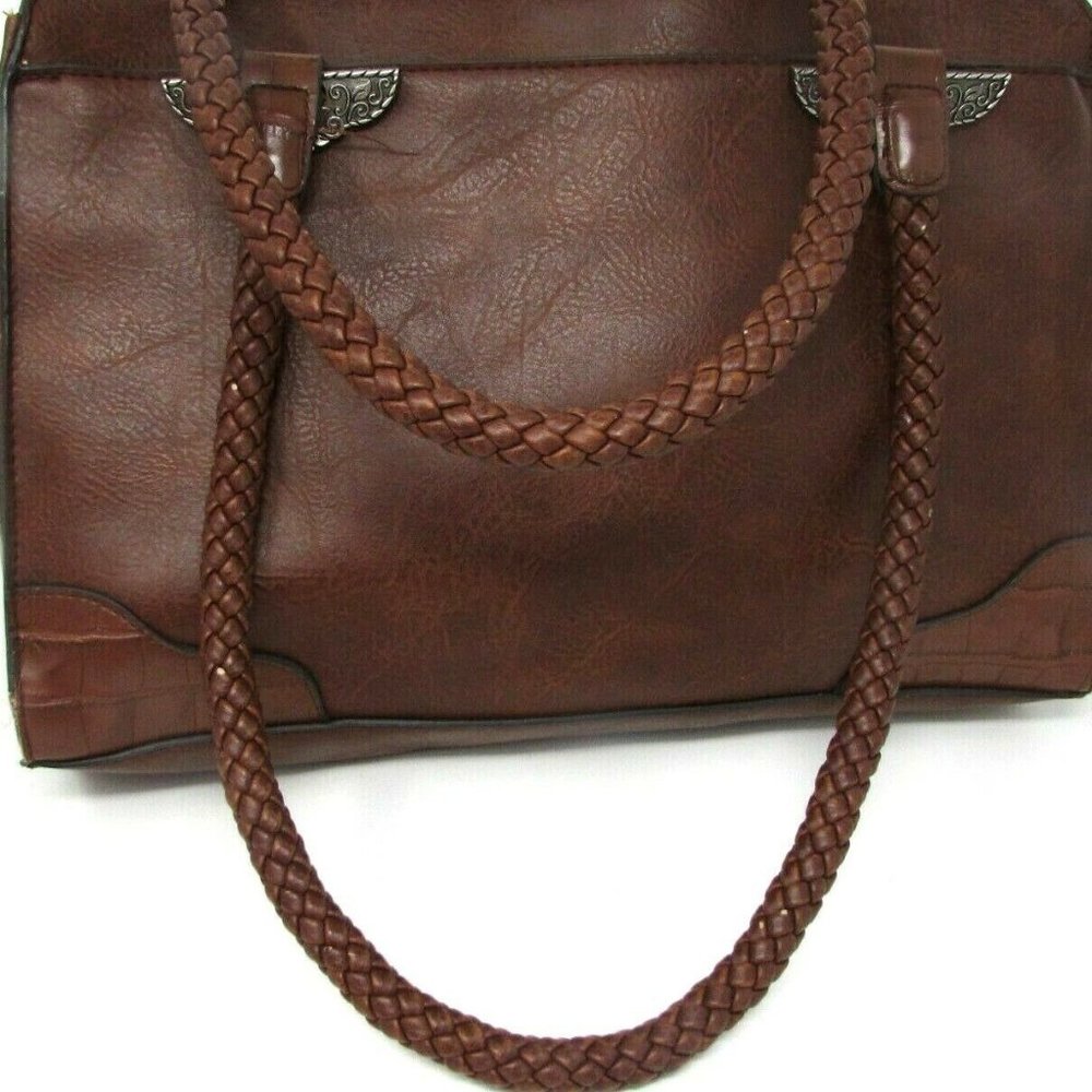VINTAGE BUENO  BROWN  MULTI POCKET HAND BAG PURSE - FLIP PHONE HOLDER ON SIDE!
